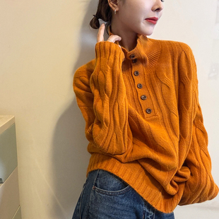 打底衫 复古麻花纹高领羊毛针织衫 欧货女装 新款 潮 女欧洲站2025冬装