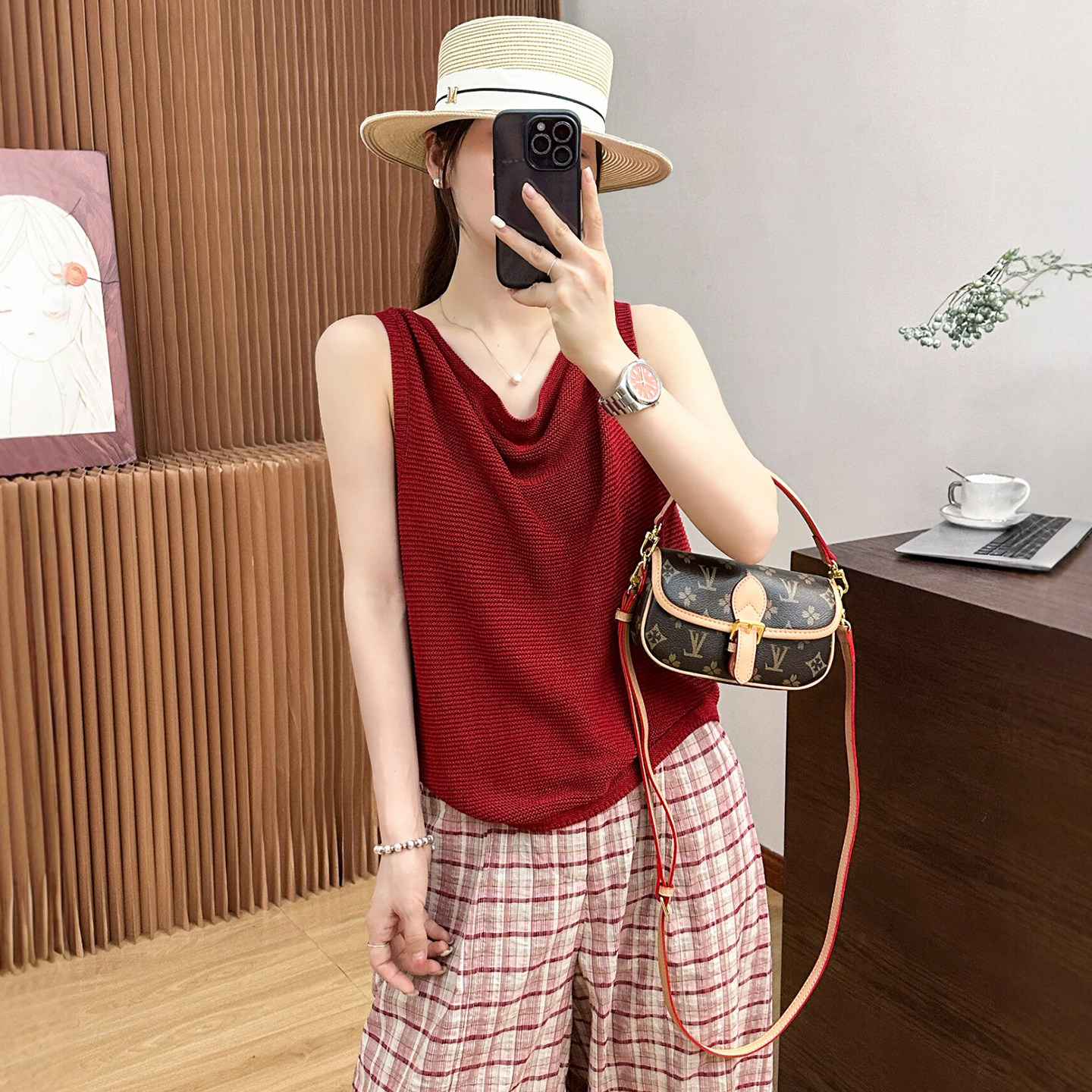 不规则V领冰丝针织衫女欧货上衣