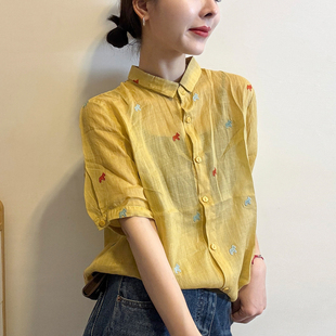 欧货女装 彩色小马POLO领麻料衬衫 女欧洲站2026春装 新款 潮 洋气小衫