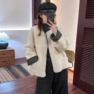 羊羔毛皮毛一体短外套女欧洲站2026秋季新款欧货女装短款羊羔服潮