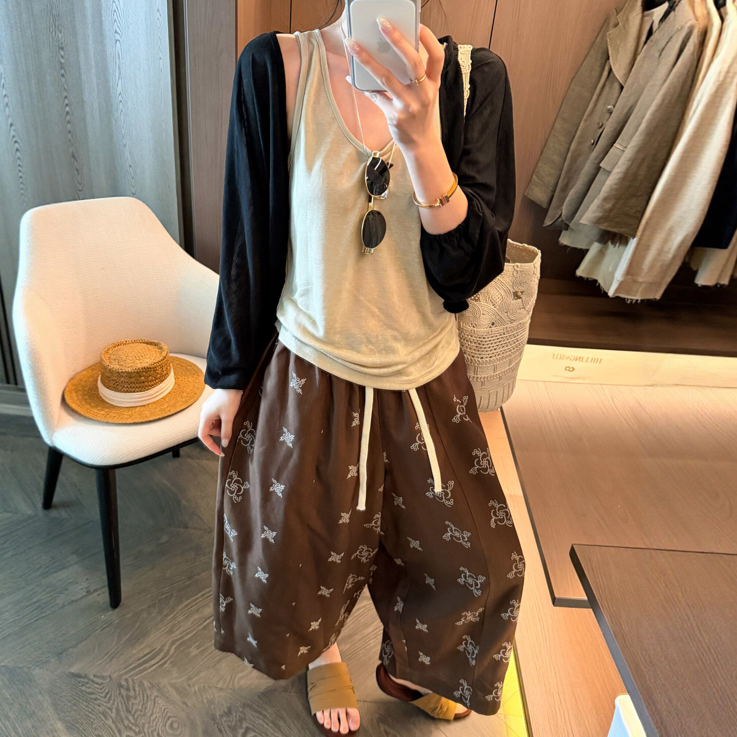 防晒衣开衫背心阔腿裤三件套套装女欧洲站2026夏季新款欧货女装潮
