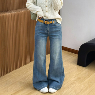 复古拖地微喇阔腿牛仔裤女欧洲站2026春装新款欧货女装喇叭裤子潮
