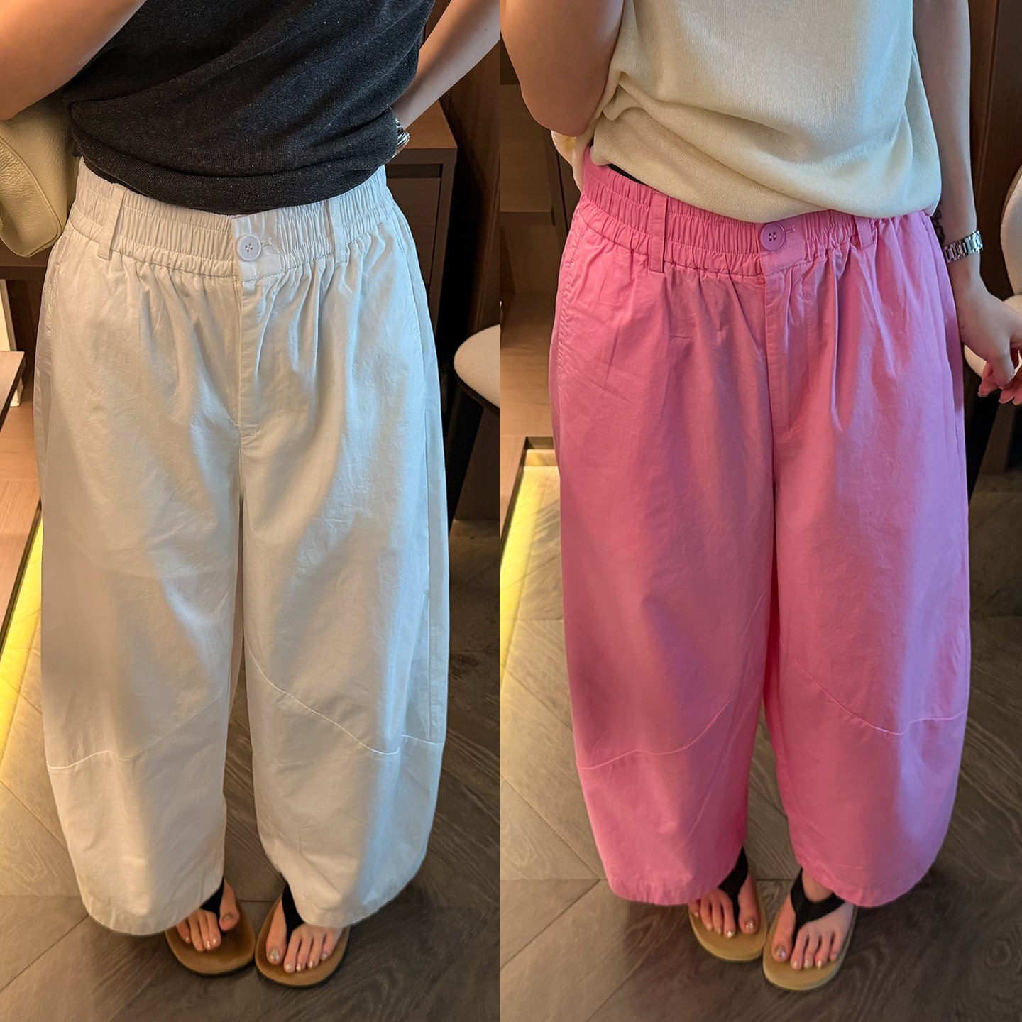 一粒扣九分气球阔腿裤女欧货裤子