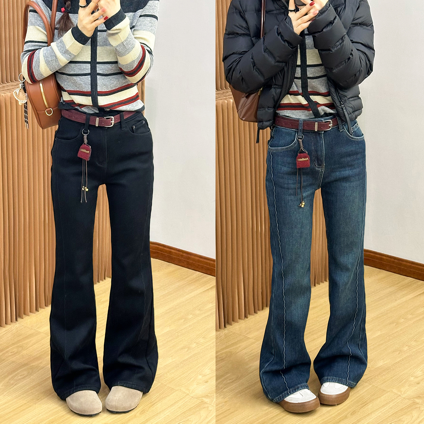 配挂件微喇加绒牛仔裤女欧货裤子