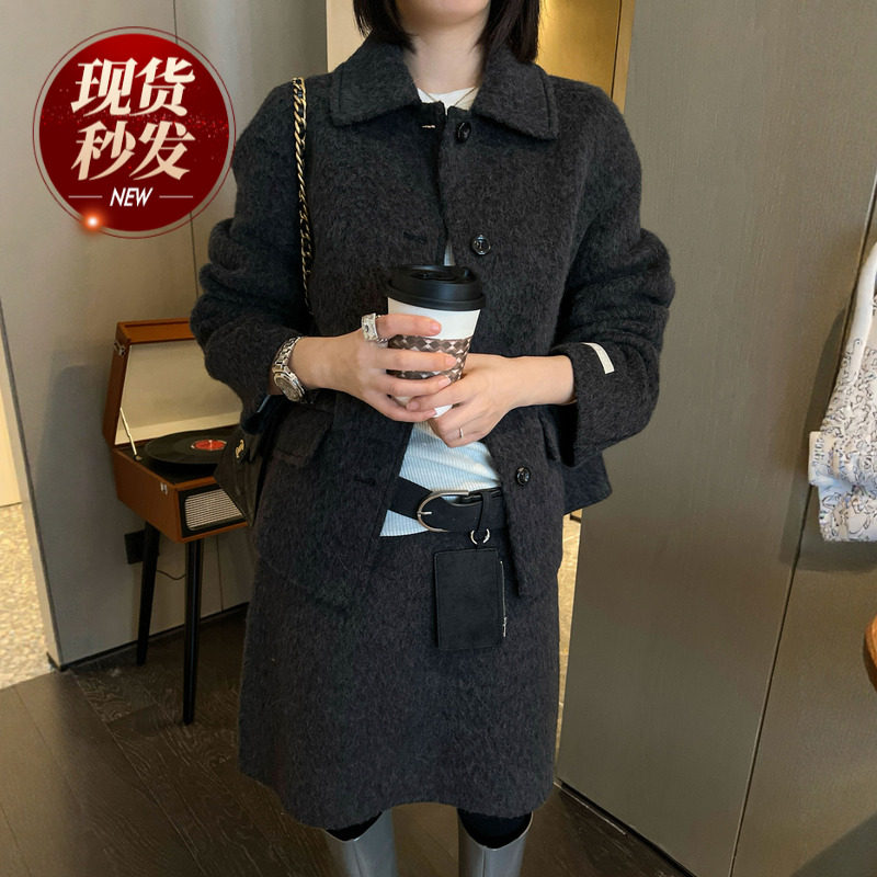 小香风双面羊绒大衣半身裙两件套套装女欧洲站2025冬装新款欧货潮