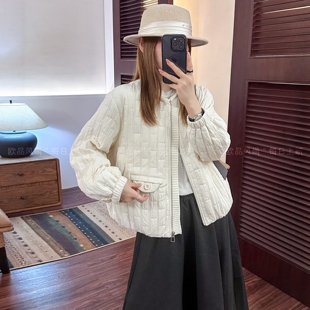 复古立领压格加棉外套女欧洲站2026秋季新款欧货女装短款棉衣棉服