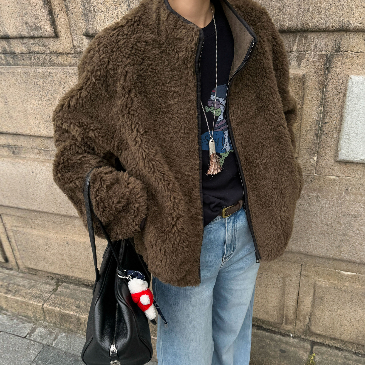 复古立领羊羔毛短外套女欧货外套