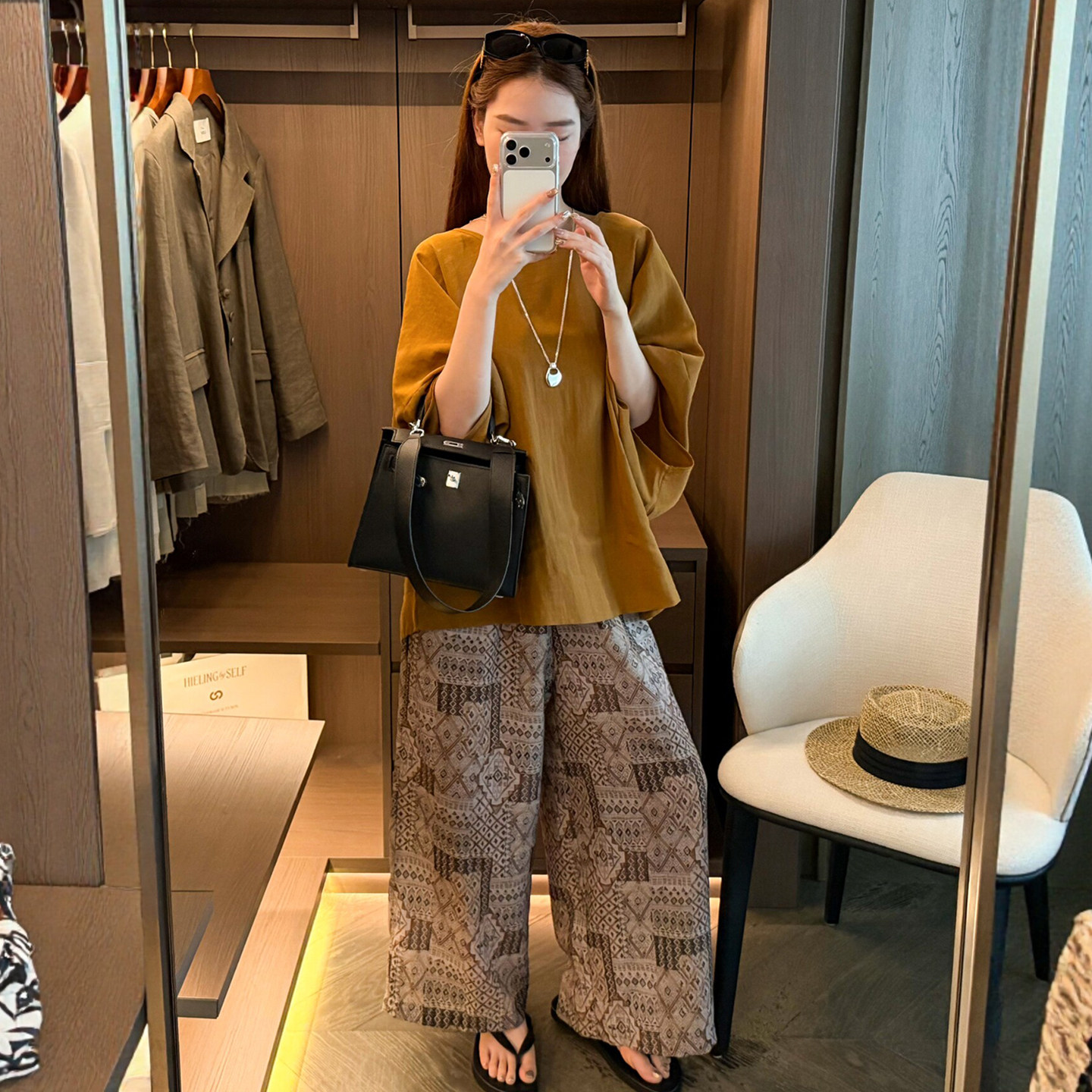 衬衫印花阔腿裤两件套装女欧洲站