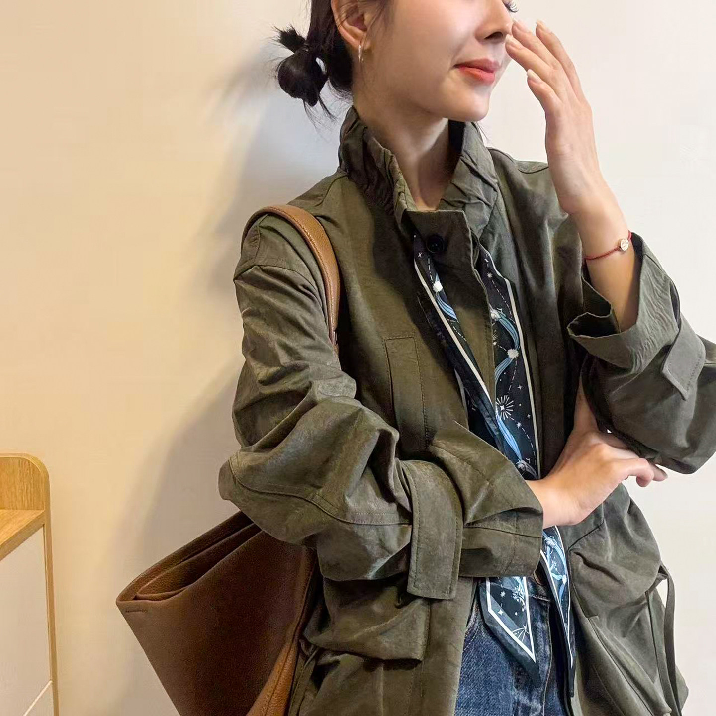 配领带工装休闲风衣女欧洲站外套