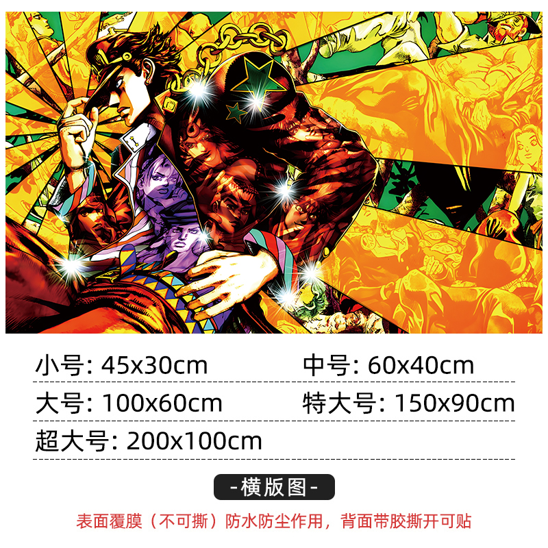 JOJO的奇妙冒险海报墙贴纸二次元宿舍卧室动漫超大装饰壁画自粘