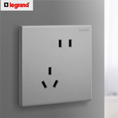 罗格朗开关插座纯平无框86型开关插座家用灰色深砂银大板一开五孔