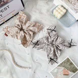 桃子柚春夏方巾发圈手作发饰浪漫碎花大肠圈发绳中式 头饰丸子头花