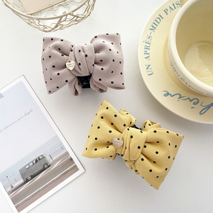 原创发饰森女波点蝴蝶结发抓夹中号盘发夹复古甜美马尾夹丸子头饰