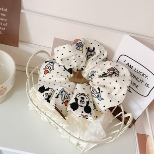 可爱复古波点布艺大肠发圈甜美发饰扎头发丸子头绳低马尾发绳