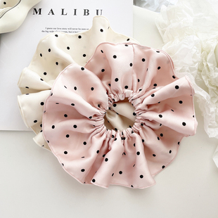 ins法式 复古波点大号发圈百搭发饰大肠圈慵懒扎头发绳头饰头花女