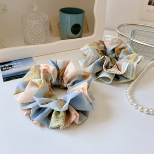 莫奈花园复古大肠发圈女雪纺三层发绳皮筋扎头花丸子头饰盘发饰品