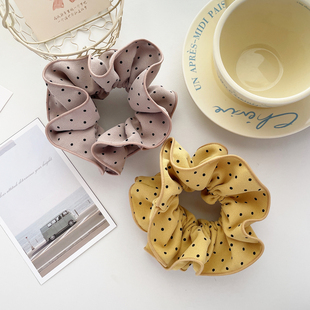 原创发饰森女波点发圈复古超大肠圈皮筋发绳头饰盘发丸子头花发扎