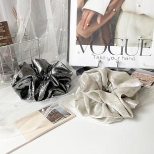 原创自制发饰法式 慵懒大肠圈超大细闪丝缎三层发圈丸子头饰盘发绳