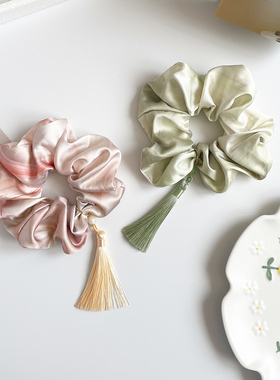 青玉案~原创发饰国风高级感缎面大肠发圈流苏发绳新中式头饰头绳