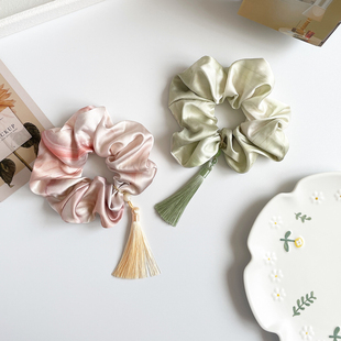 青玉案 头饰头绳 原创发饰国风高级感缎面大肠发圈流苏发绳新中式