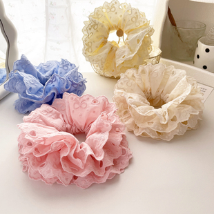 高级版 粉色刺绣蕾丝芭蕾发圈超大肠圈头饰女扎头花朵发饰盘发头绳