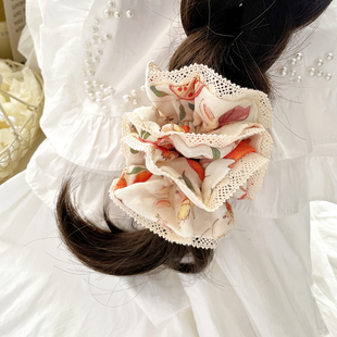 原创发饰大肠圈发圈可爱兔耳朵蕾丝花边发绳丸子头饰皮筋头绳盘发