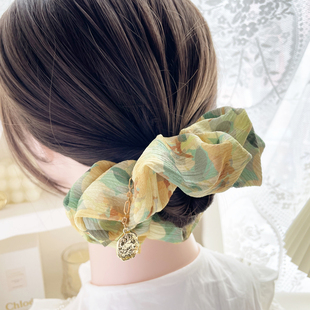 原创发饰秋日复古大肠圈发圈吊坠皮筋扎头发绳头绳头饰丸子头花女