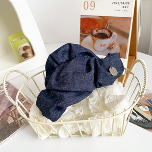 饱满后脑勺发饰牛仔云朵抓夹大号鲨鱼夹发量多发夹气质头饰盘发抓