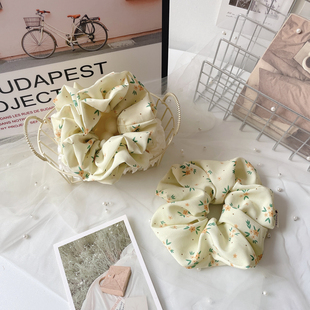 日系森女发饰奶黄大肠发圈花朵三层发绳后脑勺头饰女丸子头花皮筋