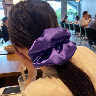 法式 简约复古头绳日系 缎面紫色猪大肠圈发圈网红仿真丝女2024新款