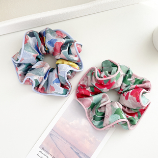 2024春日原创大肠发圈女高级复古花朵头花橡皮筋扎头发绳发饰