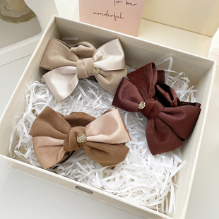 秋冬美拉德双面缎带蝴蝶结抓夹大号鲨鱼夹发夹复古顶夹小香风发饰