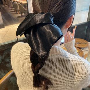 高级感酒红发饰气质缎面大肠圈方巾发圈女方形发绳头饰扎马尾头绳