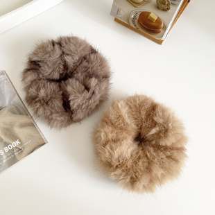 秋冬复古毛绒大肠发圈女高级氛围感气质扎马尾丸子头皮筋发绳发饰