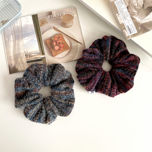 复古费尔岛发圈女软糯针织大肠圈秋冬发饰高级感毛线头饰发绳皮筋