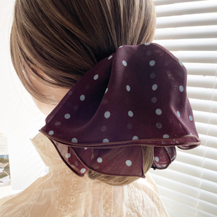 复古波点裙摆马尾夹发抓夹棕色高级感发饰盘发夹中号后脑勺头饰女