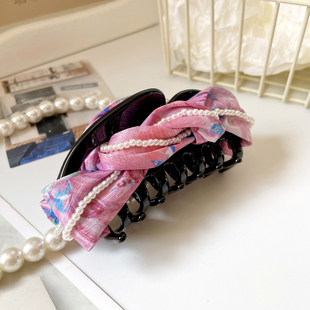 复古花园法式 珍珠抓夹原创精致发抓头饰后脑勺盘发夹鲨鱼夹发饰女