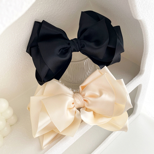 法式 氛围感头饰气质双面缎带蝴蝶结发夹大号纯手工发饰顶夹子盘发