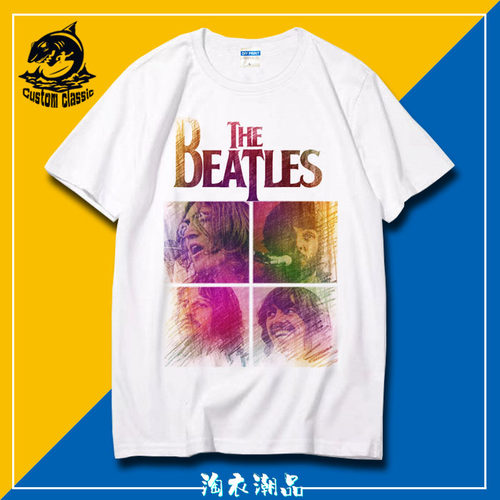 披头士甲壳虫乐队标志The Beatles摇滚朋克短袖T恤男女圆领运动夏