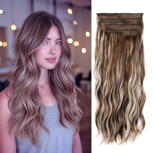 假发接发片四件套加厚发量波浪卷发Clip in wavy hair extensions