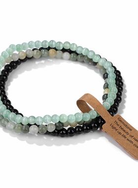 天然石4mm三层手链女复古设计紫晶精致小众饰品百搭气质手饰礼物