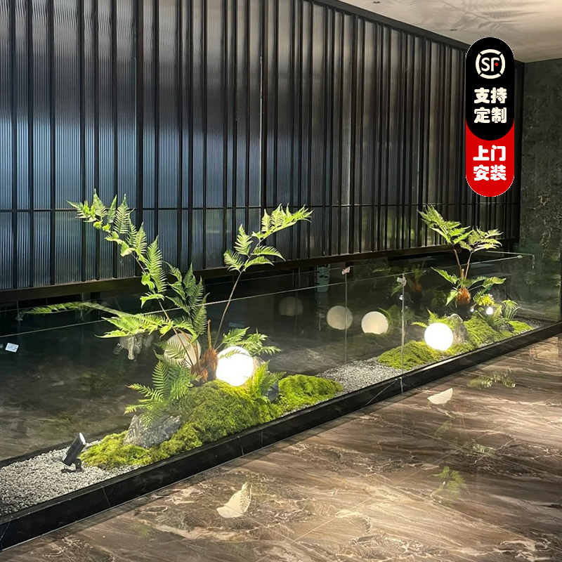 仿真金丝猴头蕨假绿植物室内微景观造景楼梯下走过道入户玄关装饰