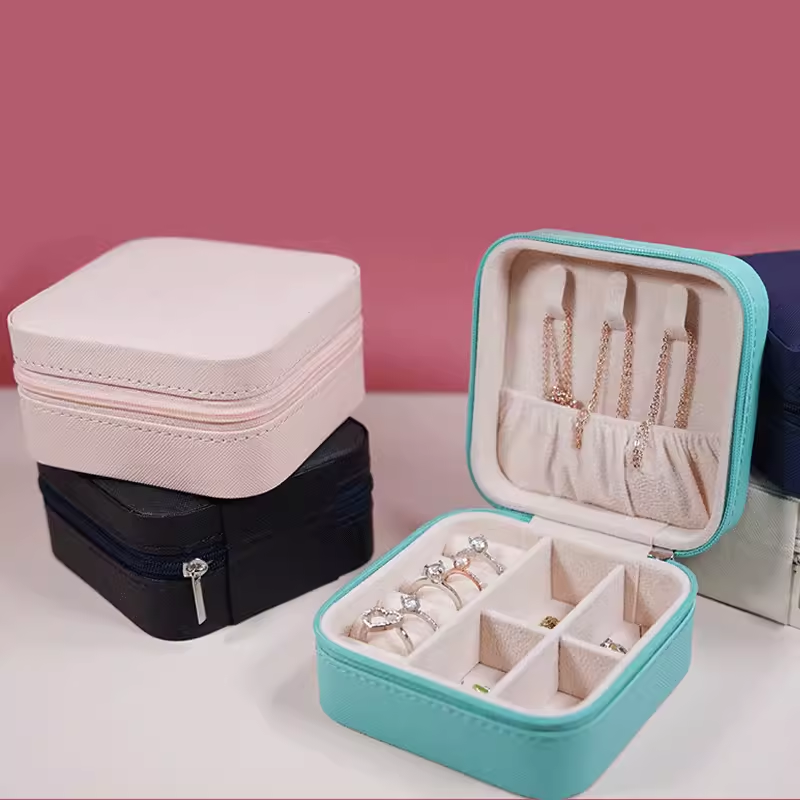 拉链包便携迷你珠宝首饰礼品收纳盒戒指耳环盒公主风饰品包装盒