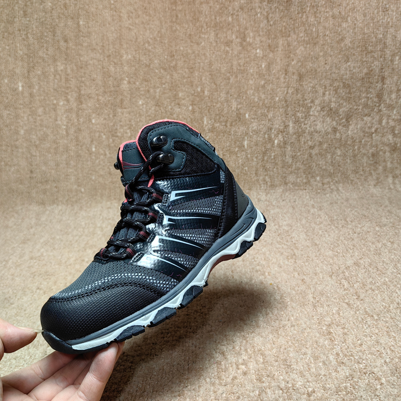 欧洲单外贸女童户外防水中帮徒步登山鞋网布透气缓震防滑小学生鞋