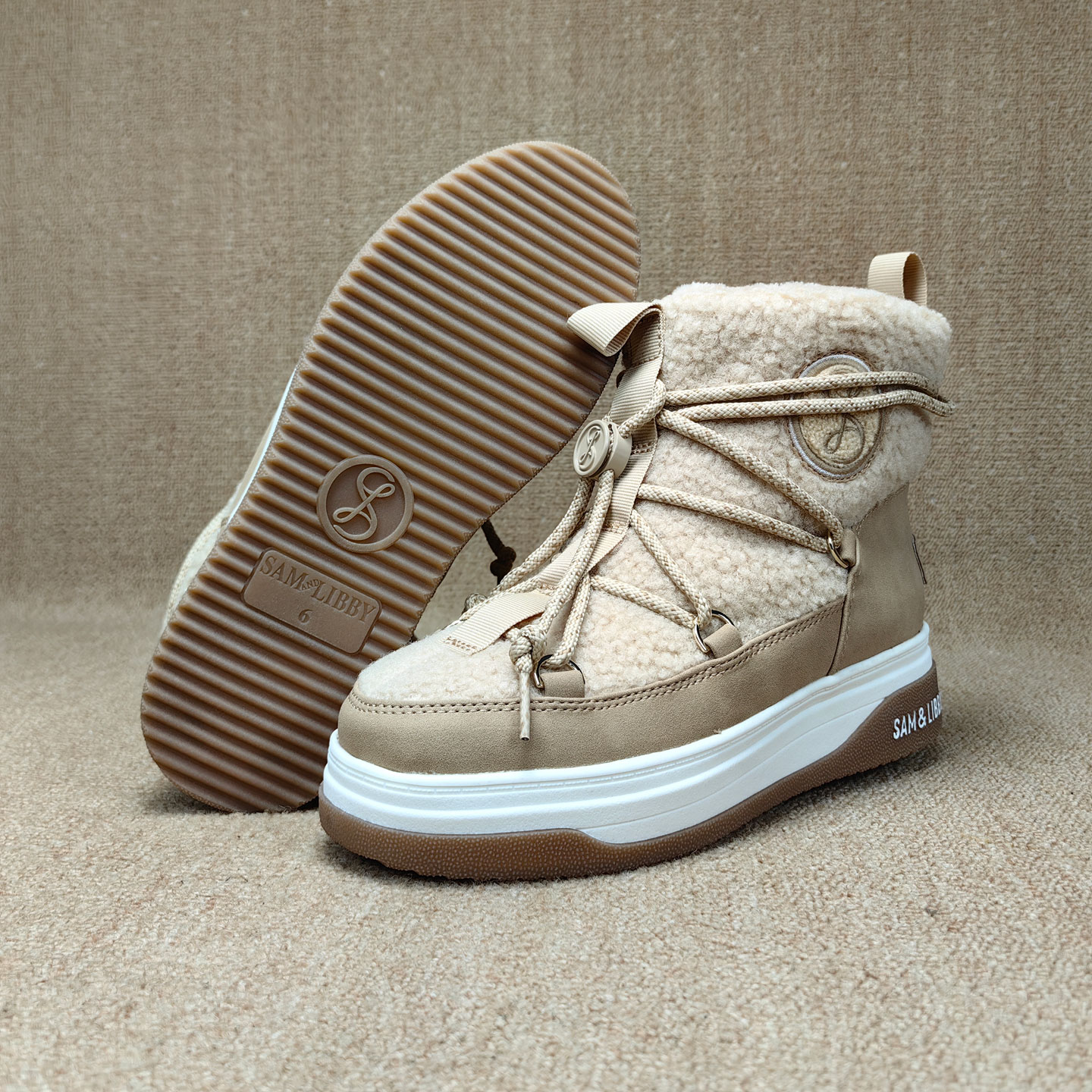 羊羔绒保暖靴抗寒侧拉链厚底靴