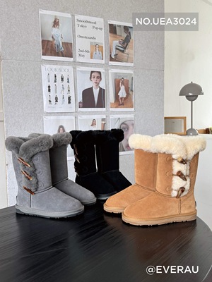 澳洲雪地靴中筒女款羊皮毛一体防滑保暖冬季2025新款牛角扣3024