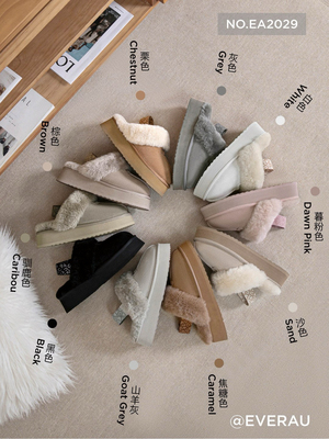 澳洲两穿羊皮毛一体可拆卸后跟带柔软厚底拖鞋秋冬女鞋EA2029ever