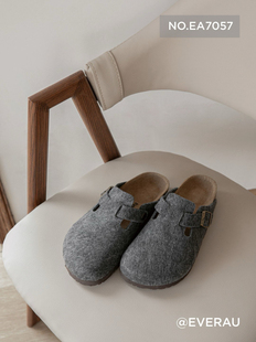 2024ever7057奶泡勃肯鞋女新款软木底复古包头半拖鞋女