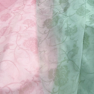 窗帘背景娃衣布面料 原创连枝牡丹纹75d雪纺印花汉服齐胸襦裙大袖