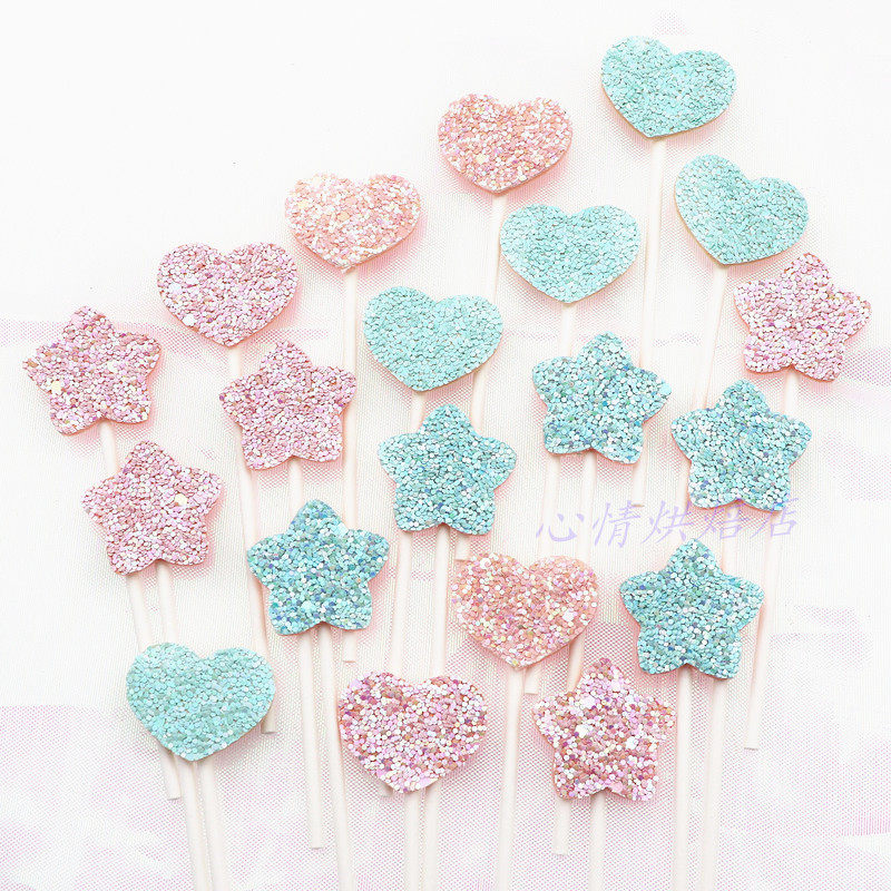 蛋糕装饰粉色插件插牌生日星星